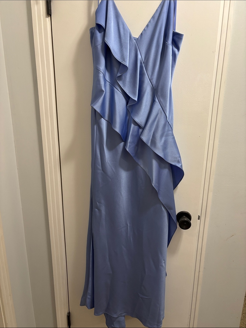 Gianni Bini Periwinkle Ruffle High-Low Slip Dress